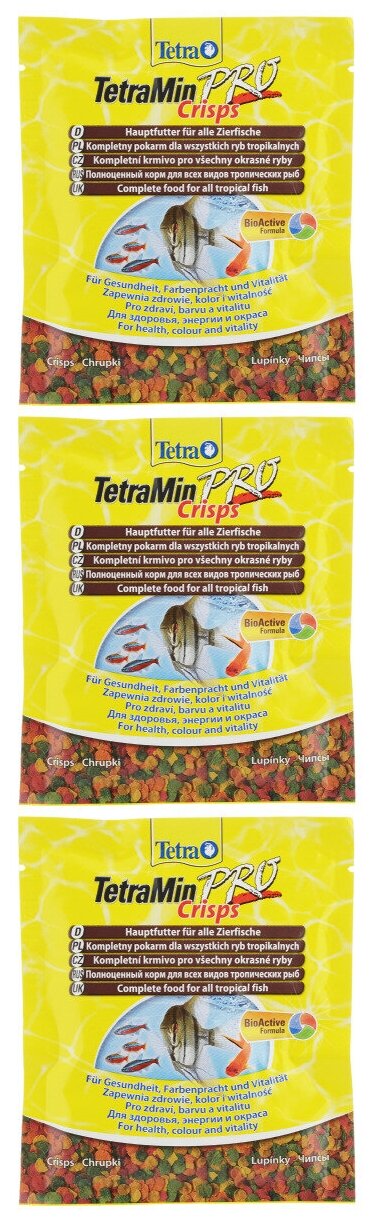 Корм для тропических рыб Tetra Min Pro Crisps, чипсы, 12 гр, 3 шт