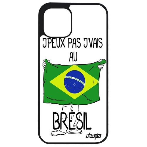 фото Красивый чехол на // apple iphone 12 // "еду в бразилию" флаг рисунок, utaupia, белый