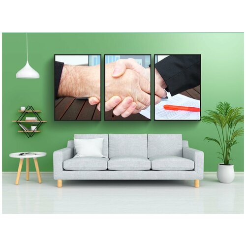 фото Набор модулных постеров для интерьера "компания, пожатие руки, бизнесмен" 60x90 см. в тубусе, без рамки lotsprints