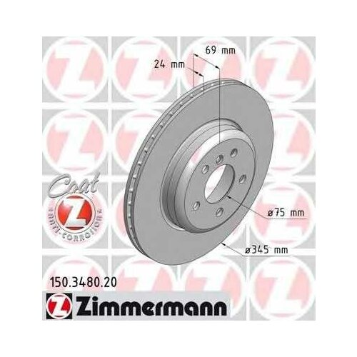 Диск Тормозной Bmw 5(F10) 11- Задн.Вент.Coat Z Zimmermann арт. 150348020