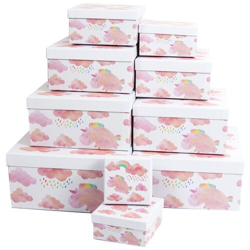 фото Набор коробок мечты в облаках (радужный единорог), розовый, 28*28*14 см, 10 шт. дон баллон