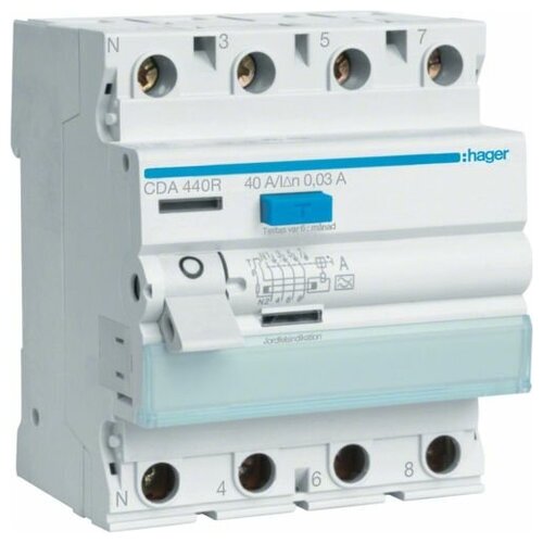 HAGER Устройство защитного отключения 4P 25А 30mA AC 161637