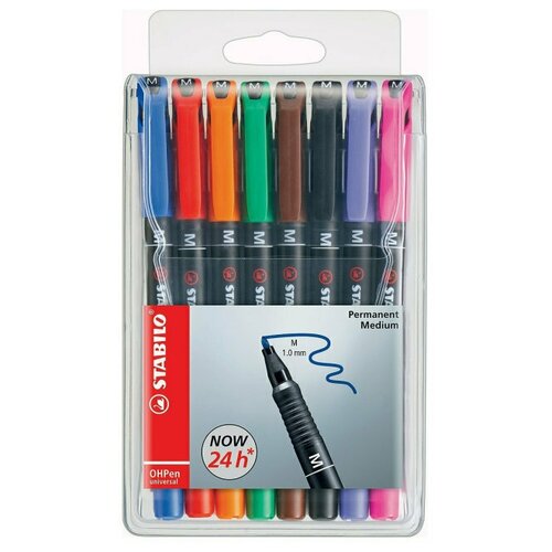 Маркер-ручка перманентный 1мм STABILO OHPen Universal, 8 цветов маркер ручка перманентный 1мм stabilo ohpen universal 8 цветов