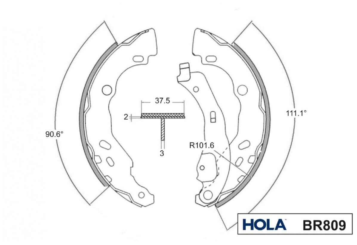 Колодки тормозные задние HOLA BR809 RENAULT Logan I/II Sand (к-т 4шт) (440607493R /440609415R /6001551409 /7701206429 /7701207178 )