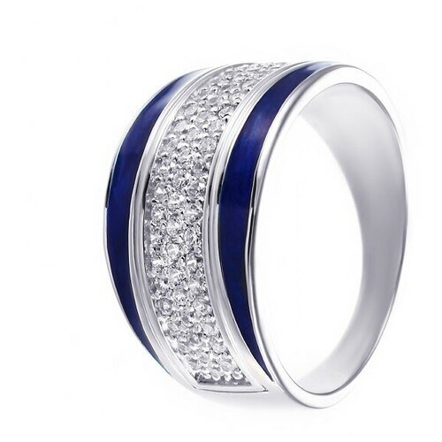 кольца джей ви серебряное кольцо с фианитом опалом эмалью Кольцо JV, серебро, 925 проба, фианит, эмаль, размер 16.5