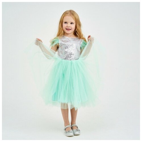 фото Платье детское нарядное с пайетками kaftan, р. 30 (98-104), зеленый