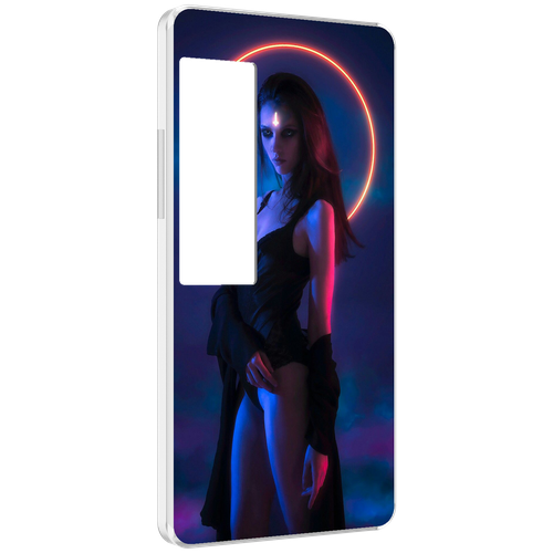 Чехол MyPads девушка с неоновым кругом женский для Meizu Pro 7 Plus задняя-панель-накладка-бампер