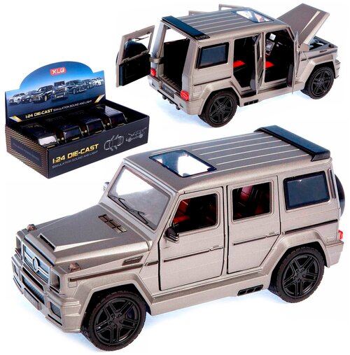 Машинка металлическая XLG 1:24 «Mercedes-Benz G-class Brabus» M929Y 20 см. инерционная, свет, звук / Серый