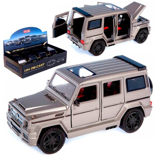 Машинка металлическая XLG 1:24 «Mercedes-Benz G-class Brabus» M929Y 20 см. инерционная, свет, звук / Серый машинка металлическая xlg 1 24 bmw 760 long edition m929g 20 см инерционная свет звук синий