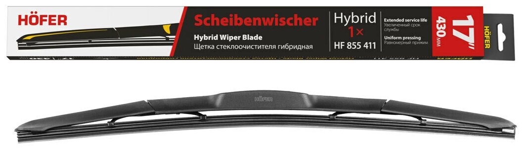 фото Щетка стеклоочистителя 43 см "HOFER" гибридная HF 855 411