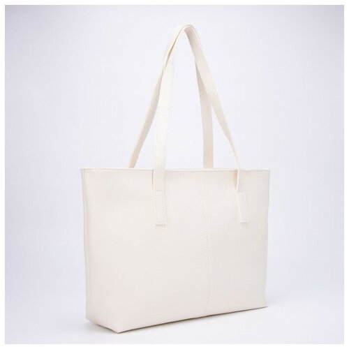 фото Сумка-шопер на молнии, цвет белый без бренда