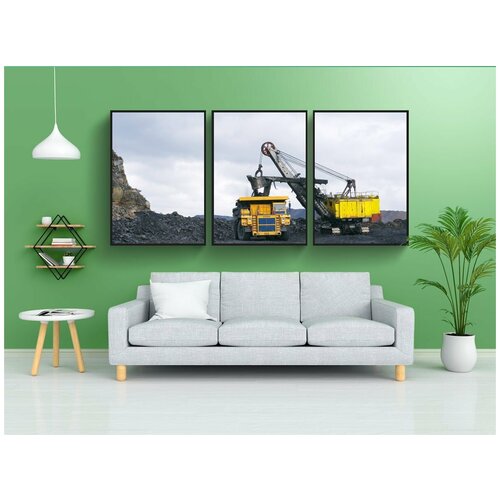 фото Набор модулных постеров для интерьера "промышленность, карьерный самосвал, полезные ископаемые" 60x90 см. в тубусе, без рамки lotsprints