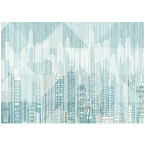 Город графика голубой - Виниловые фотообои, (211х150 см) красивый сказочный город виниловые фотообои 211х150 см