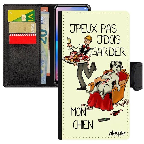 фото Противоударный чехол-книжка на мобильный // apple iphone xs // "не могу - у меня собака!" шутка карикатура, utaupia, белый