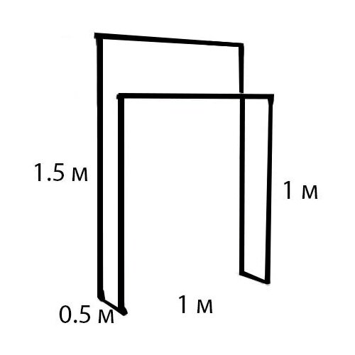 Вешалка напольная для одежды черная П-2 1.5 м. / 1 м. / 1 м. / 0.5 м. (металл, ткань)