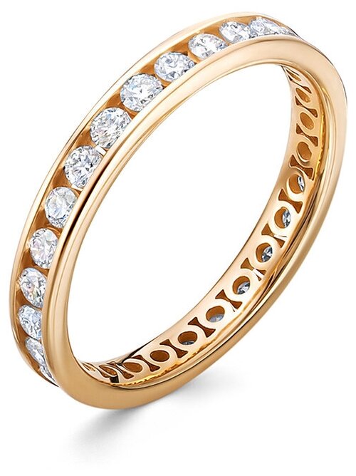 Кольцо обручальное Vesna jewelry, красное золото, 585 проба, родирование, бриллиант, размер 18, бесцветный