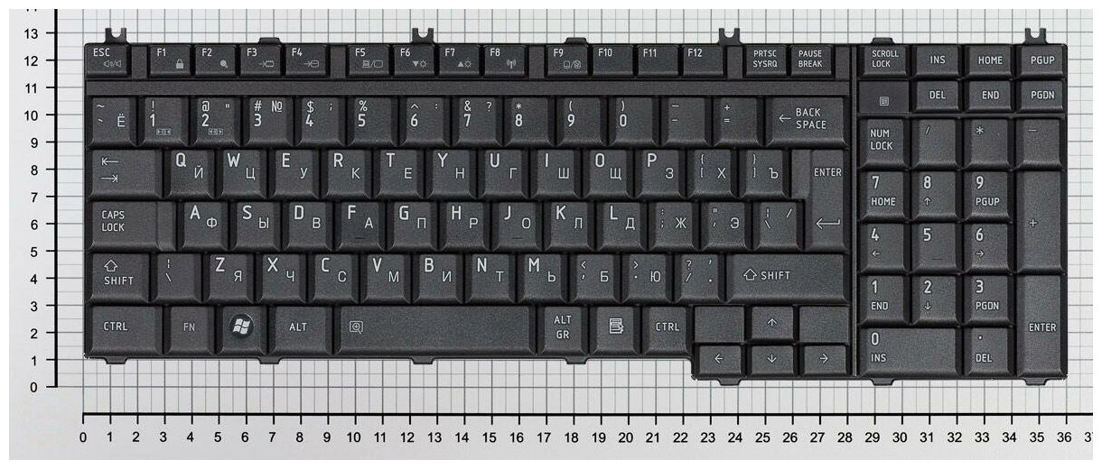 Клавиатура для ноутбука Toshiba Satellite L355D черная матовая