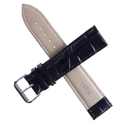 фото Ремешок для часов "bugert" 20 мм, натуральная кожа, l=20 см, черный, фактура крокодил