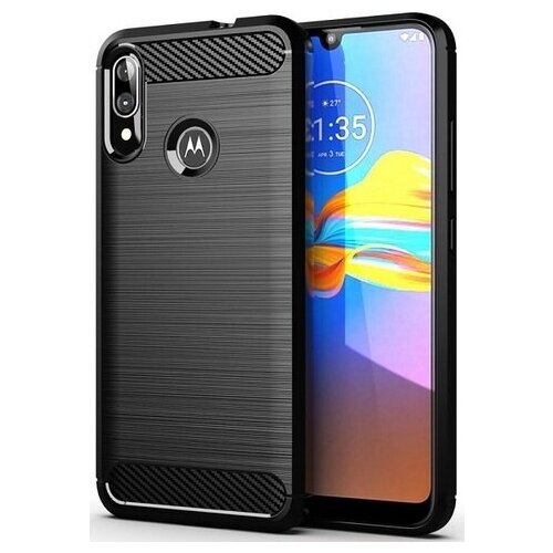 фото Чехол для motorola moto e6s (e6 plus) цвет black (черный), серия carbon от caseport