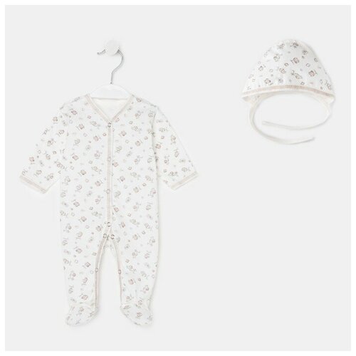 фото Комбинезон детский а.78-10 кт, цвет белый/коричневый, рост 68 юниор текстиль