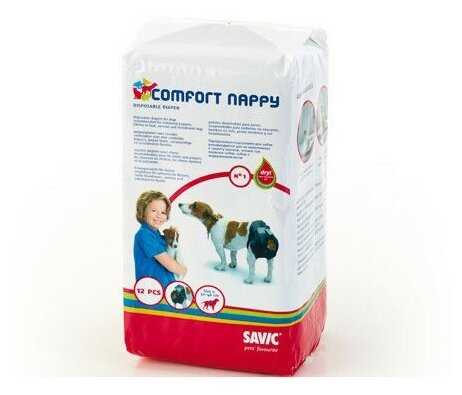 Подгузники для собак и кошек Savic Comfort Nappy, размер 1, 12 - фотография № 4