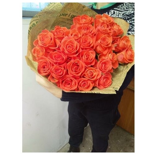 Букет из 25 роз, Вау, рыжие длиной 60 см, производства Россия арт.01035103