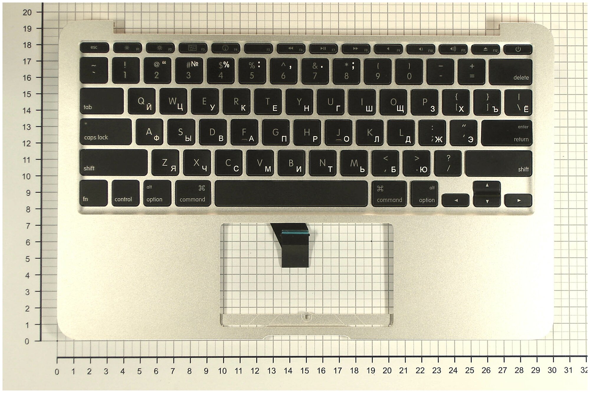 Клавиатура для ноутбуков Apple A1370 Series 2010 Топ панель плоский ENTER без подсветки Русская Чёрная