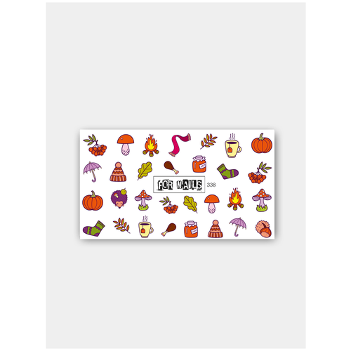 Слайдер (водные наклейки) для дизайна ногтей FN338 Осень