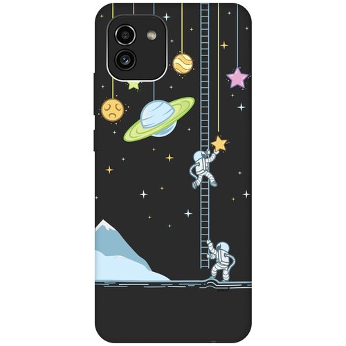 Матовый Soft Touch силиконовый чехол на Samsung Galaxy A03, Самсунг А03 с 3D принтом Ladder into Space черный матовый soft touch силиконовый чехол на samsung galaxy a40 самсунг а40 с 3d принтом ladder into space черный