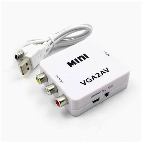 Конвертер переходник из VGA в AV (VGA2AV) / белый переходник vga на av mini 1080p vga2av конвертер черный для монитора pc тв