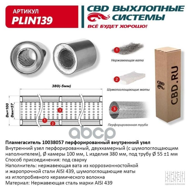 Пламегаситель 10038057 Перфорированный Внутренний Узел CBD арт. PLIN139