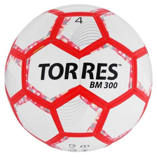 Мяч футбольный TORRES BM 300, TPU, машинная сшивка, 28 панелей, размер 4, 389 г