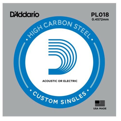PL018 Plain Steel Отдельная струна без обмотки, сталь, .018, D'Addario