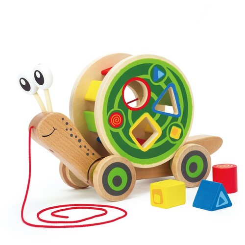 Каталка-игрушка Hape Walk-A-Long Snail (E0349), бежевый/зеленый