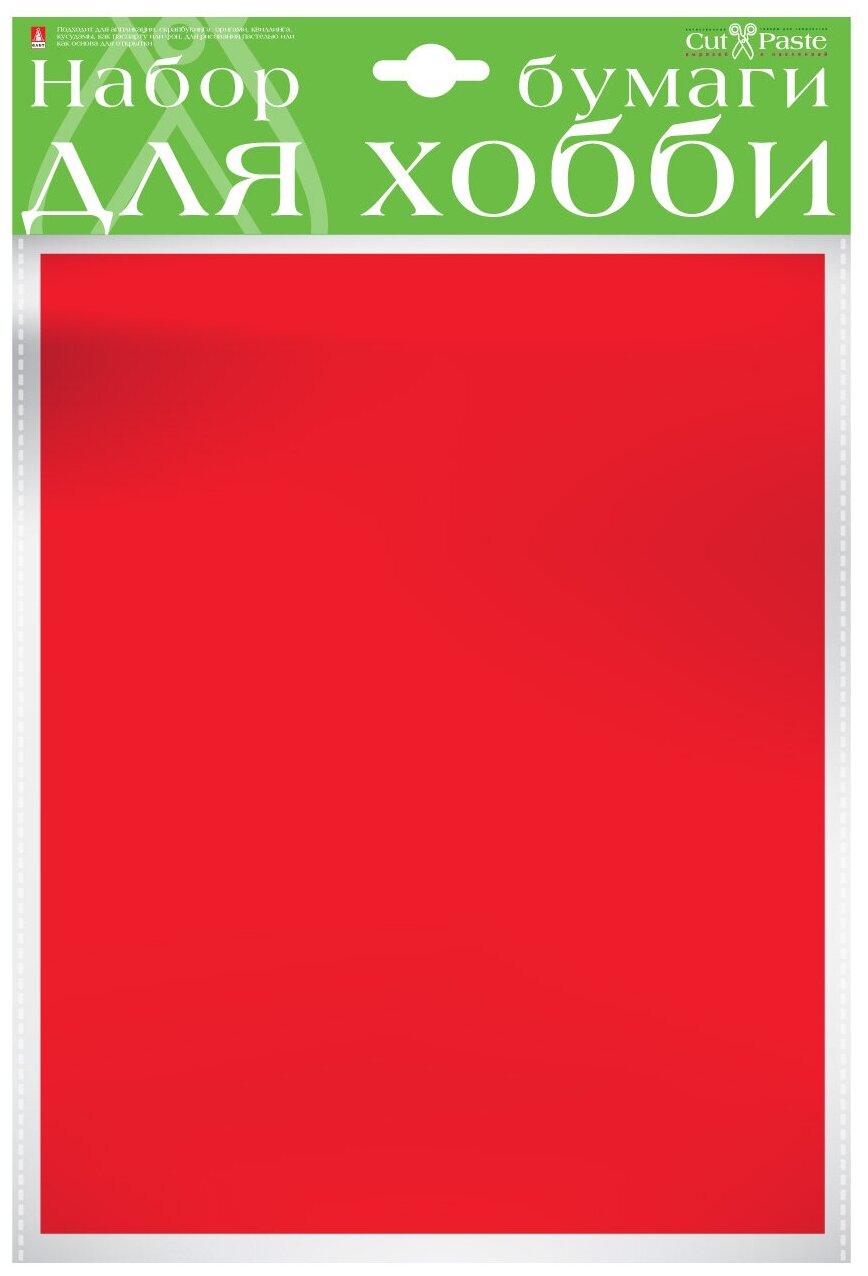 Набор цветной бумаги HOBBY TIME, А4 (222 х 352 мм), 10 листов, крашенная в массе, красный , Арт : 2-065/13