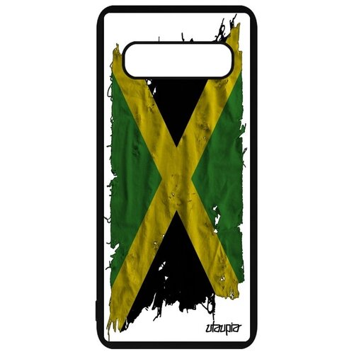 фото Стильный чехол на телефон // samsung galaxy s10 // "флаг ямайки на ткани" дизайн патриот, utaupia, белый