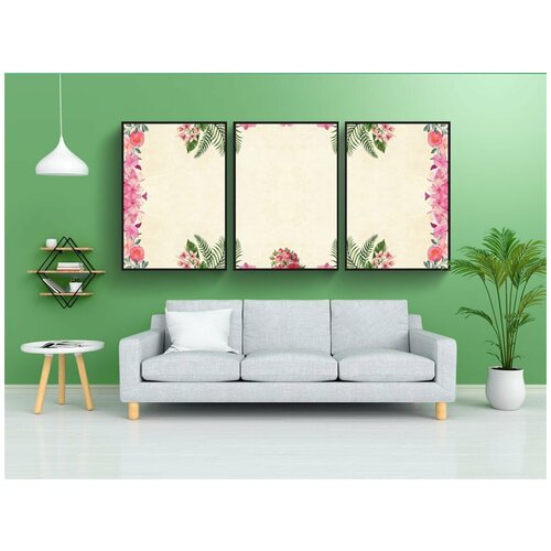 фото Набор модулных постеров для интерьера "цветок, цветочный, бумага" 60x90 см. в тубусе, без рамки lotsprints