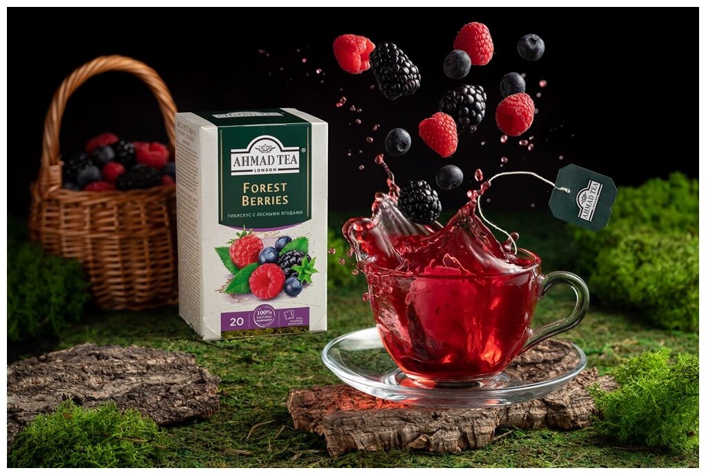 Чай "Ahmad Tea", Форест Берриз, травяной со вкусом и ароматом лесных ягод, пак. в к/ф 20х2г - фотография № 6
