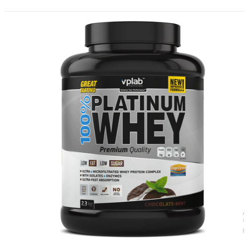 Vplab Протеин сывороточный Platinum Whey, шоколад и мята, 2,3 кг