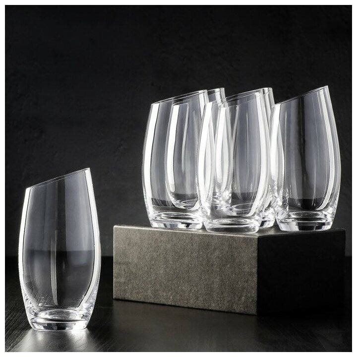 Набор стеклянных стаканов высоких Magistro «Иллюзия», 475 мл, 8×15 см, 6 шт, цвет прозрачный