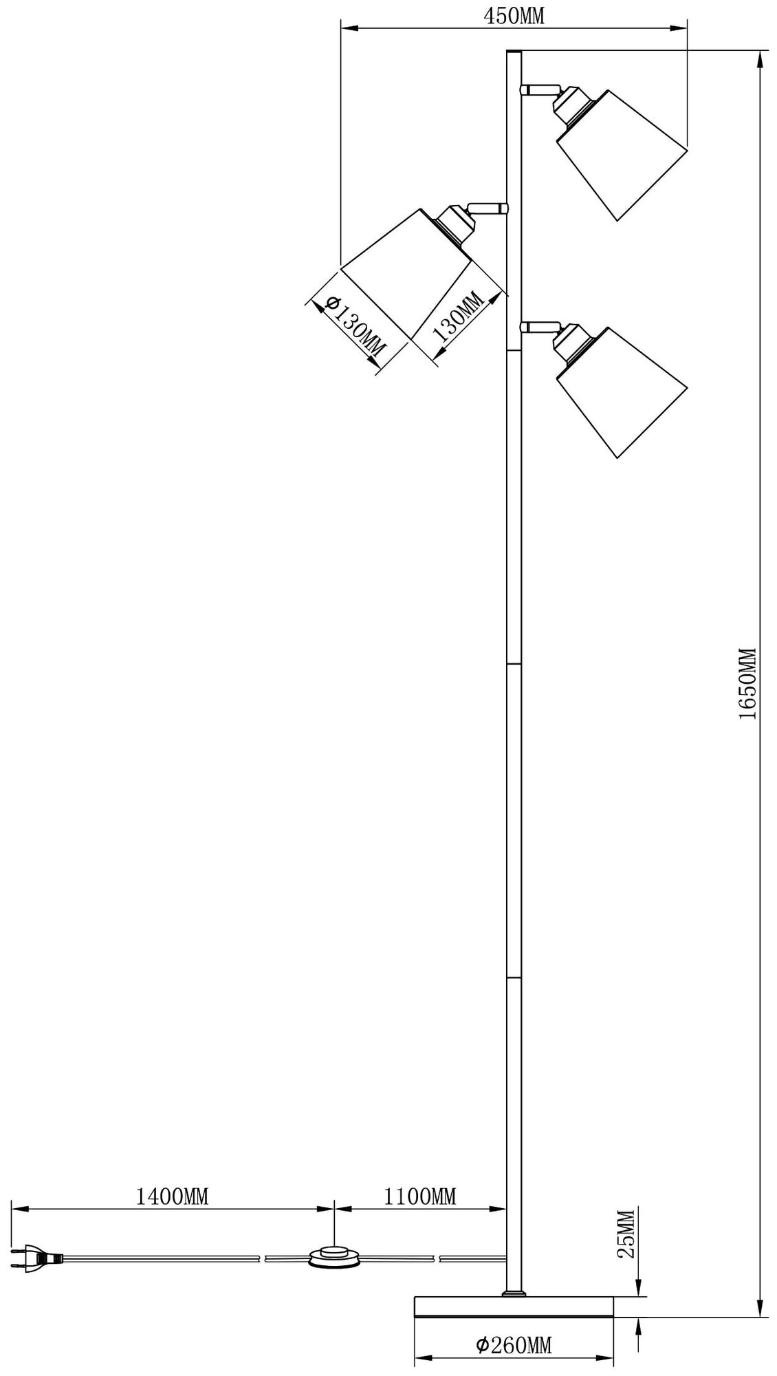 Напольный светильник торшер Moderli V3050-3F Floor 3E2760W песочный белый, коричневое дерево - фотография № 3