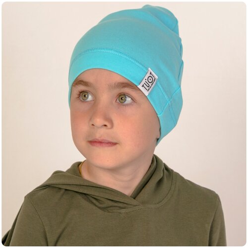 фото Th21-101110103 шапка однослойная с нашивкой tuot, мята (50-54, без снуда)