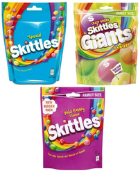 Драже Skittles Скитлс Tropical 196 гр, Wild Berry 196 гр, Giants Crazy Sours (кислые) 170 гр 3 шт Германия.