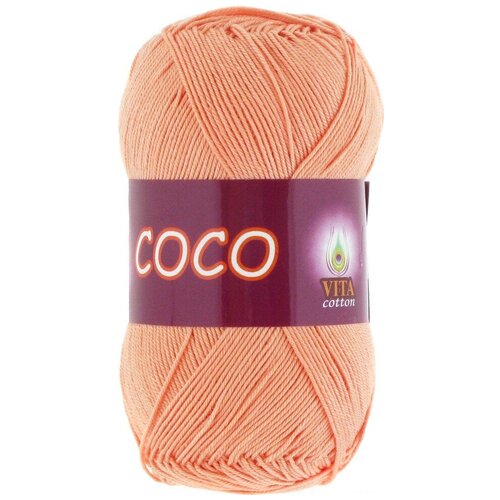 Пряжа Vita cotton Coco персиковый (3883), 100%мерсеризованный хлопок, 240м, 50г, 1шт
