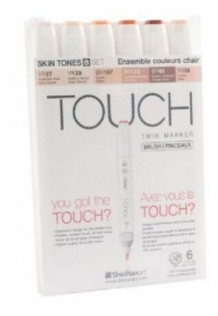 ShinHan Korea Набор маркеров "Touch Brush" 6 цветов телесные тона (B) sela