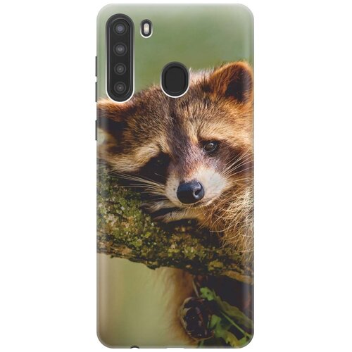 фото Gosso ультратонкий силиконовый чехол-накладка для samsung galaxy a21 с принтом "задумчивый енот"