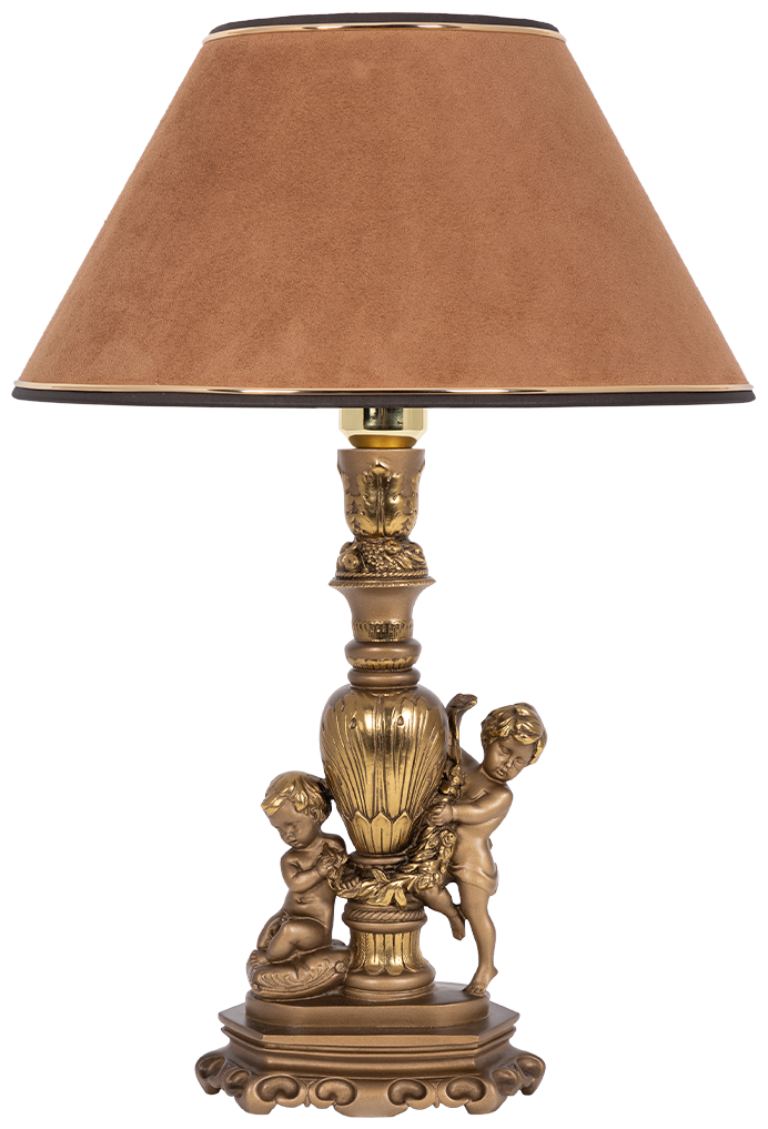 Настольная лампа Bogacho Путти бронза с абажуром №38 тоффи