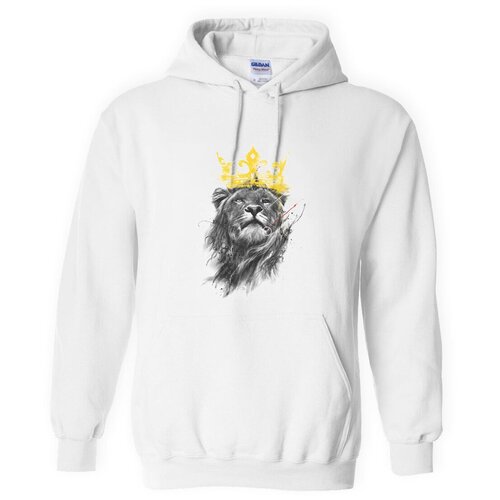 фото Толстовка худи белые coolpodarok животные лев с короной на голове кляксы