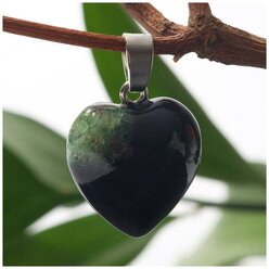 Подвеска сердце "Агат", цвет чёрно-зелёный
