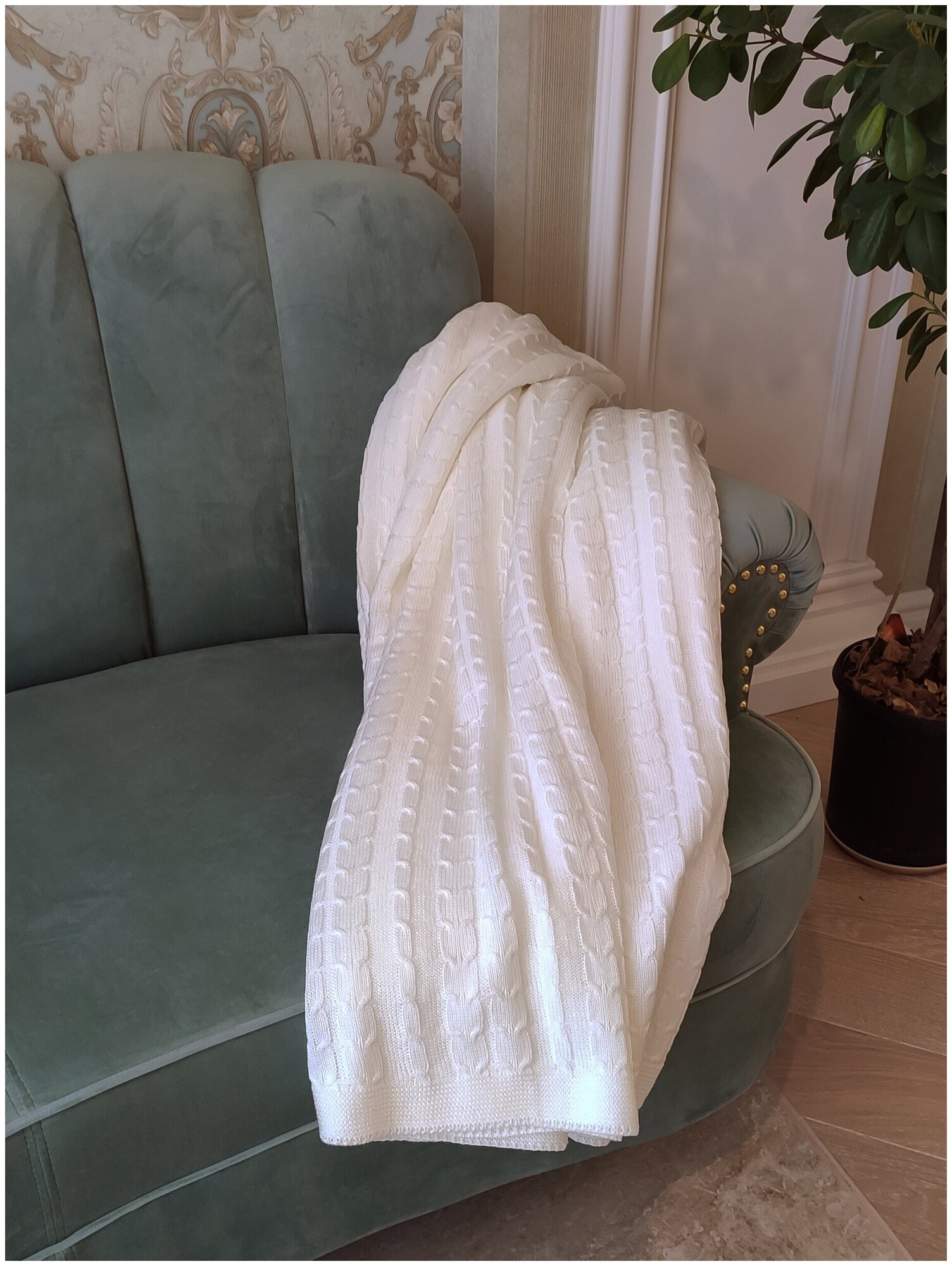 фото Плед "Французская коса", леанна, Цвет "Молочный", Размер 130*170